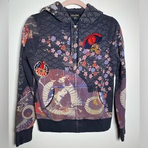 Lucky Brand Women's Asian Floral Hoodie - Black and Red